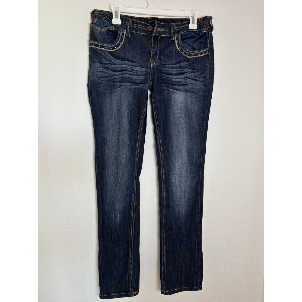 Twentyone Black by Rue21 Low Rise Skinny Jeans Dark Wash Studded Pockets 9/10